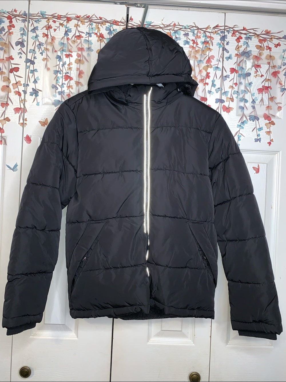 Kids Black Hooded Puffer Jacket - Insulated Winter Coat